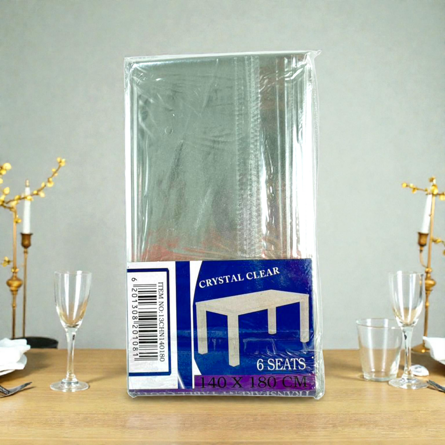 Crystal Clear Transparent Tablecloth 140×180 cm – Waterproof PVC Table Protector for 6-Seater Dining Table