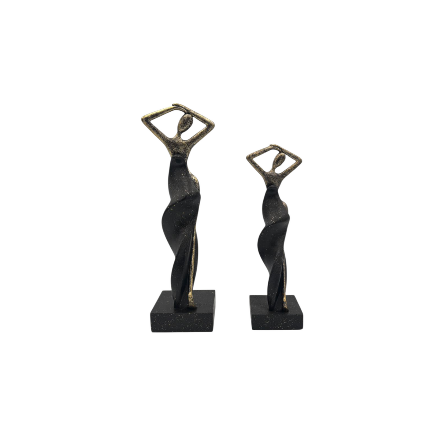 Abstract Black & Gold Feminine Sculpture Set – Modern Artistic Home Décor Figurines (Set of 2)