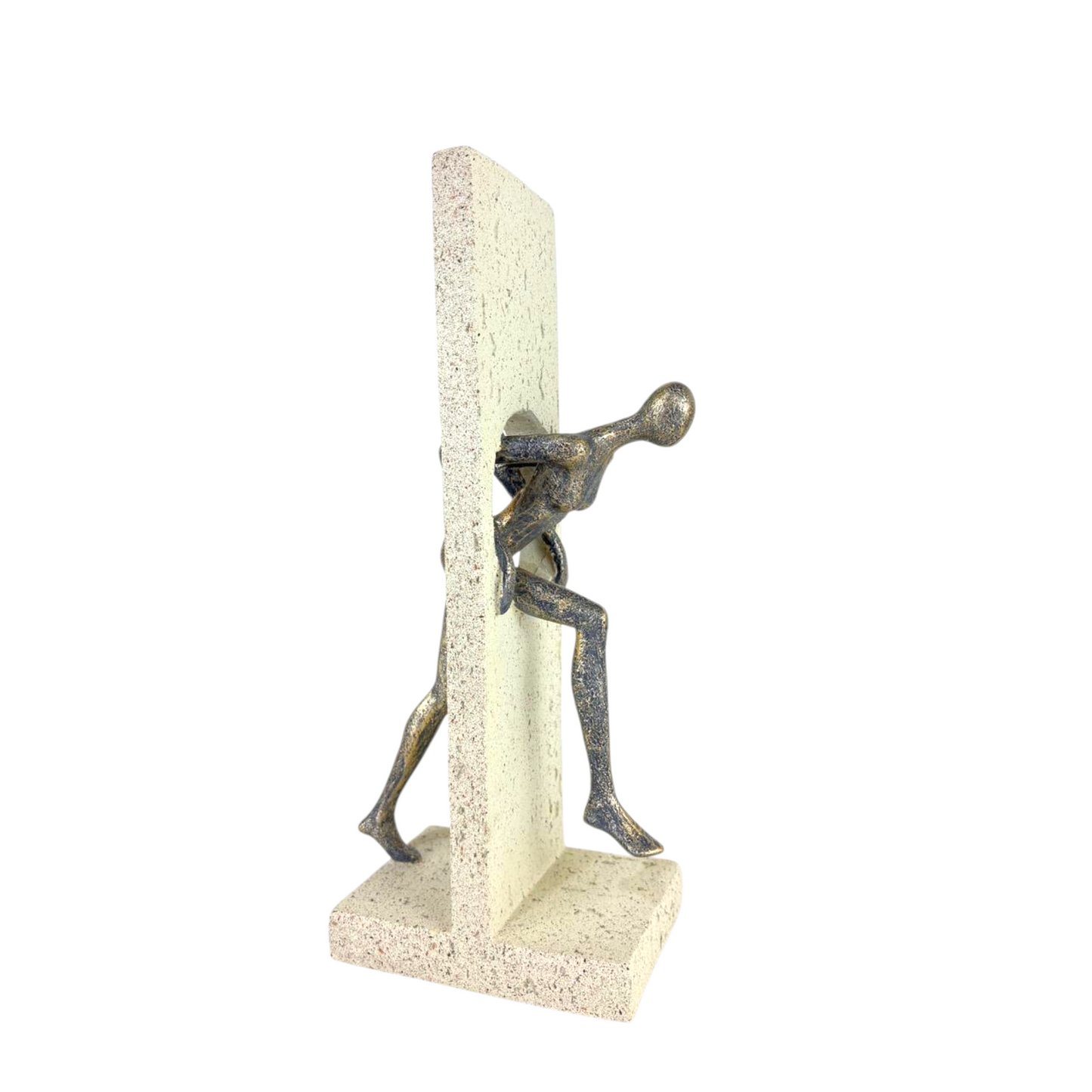 Abstract Breakthrough Figurine – Modern Resin Sculpture Emerging from Stone Block for Home & Office Décor