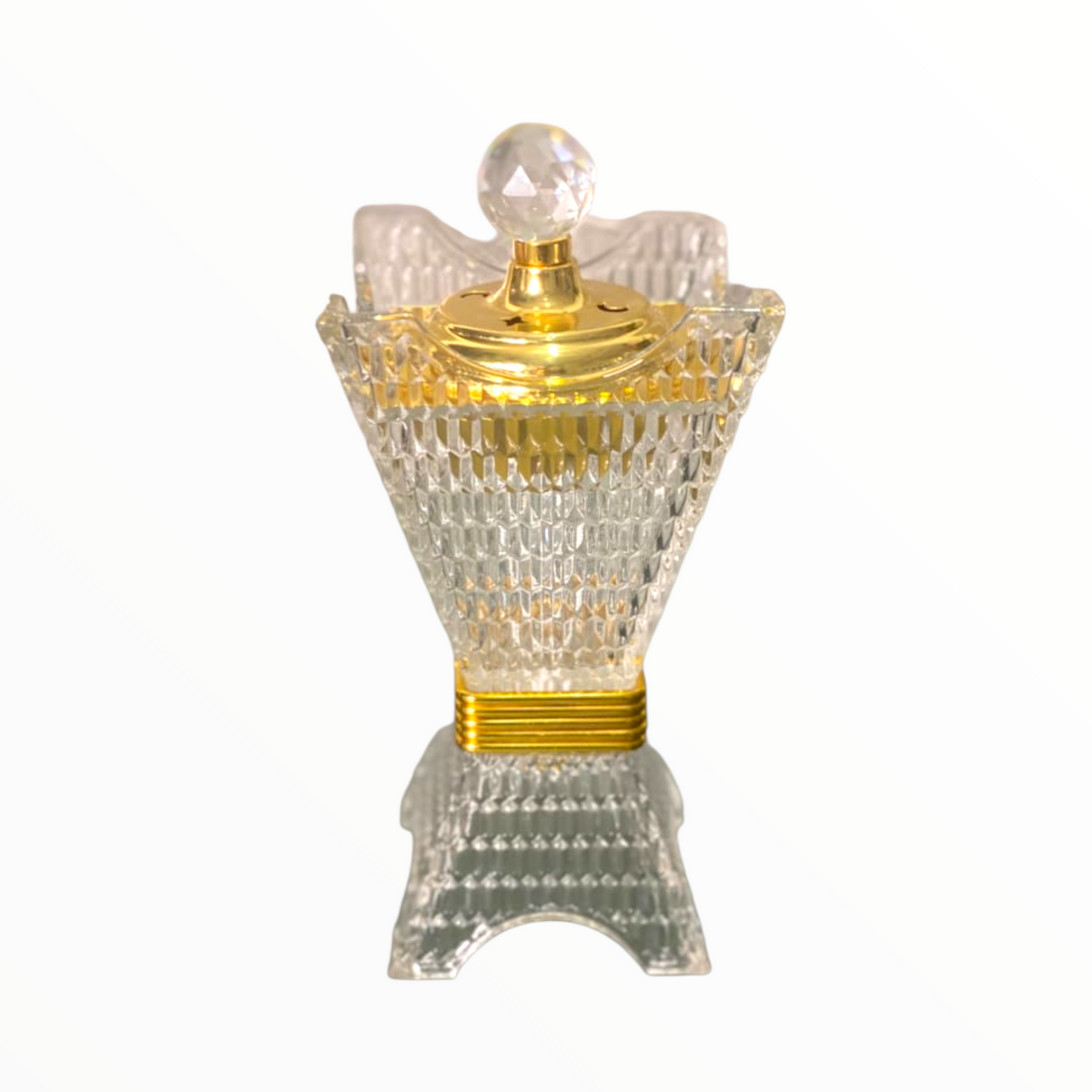 Luxury Glass Perfume Bottle – Crystal Refillable Attar & Oil Bottle with Gold Lid