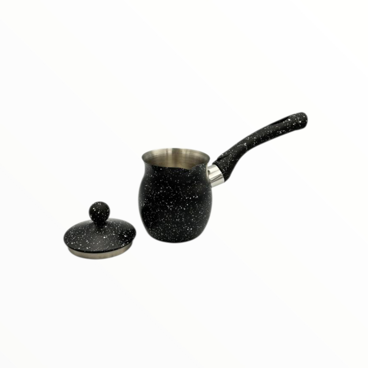 Granite Black Turkish Coffee Pot Set (Cezve) – 3 Sizes with Lid