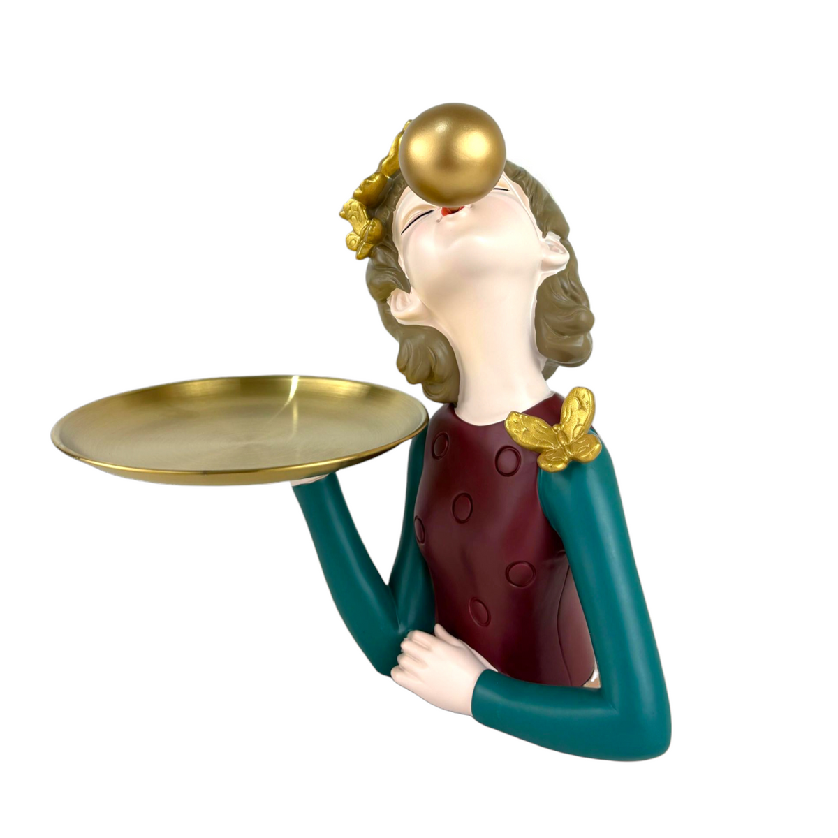Butterfly Bubble Girl Decorative Tray – Emerald & Burgundy