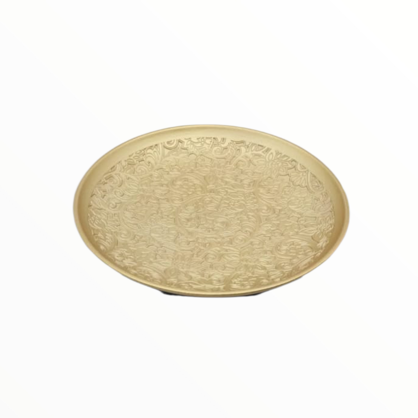 Gold Embossed Decorative Plate – Classic Floral Design