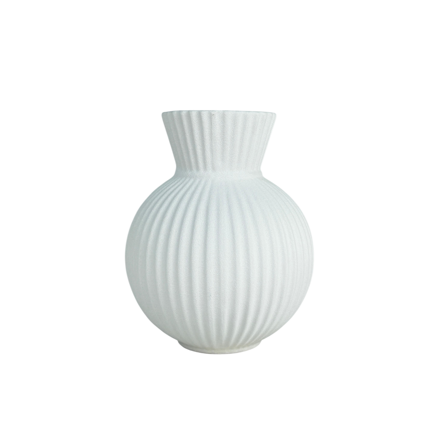 Minimalist Ribbed Ceramic Vase – Neutral white Decorative Flower Vase
