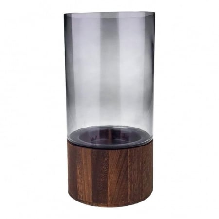 Modern Glass Vase with Wooden Base – Minimalist Home Décor